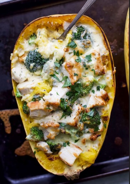 Cheesy Chicken and Broccoli Stuffed Squash Boats Recipes